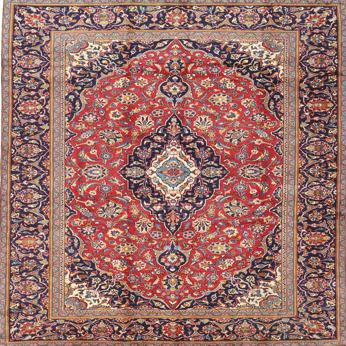 Square Traditional Brown Red Medallion Rug, tr4379