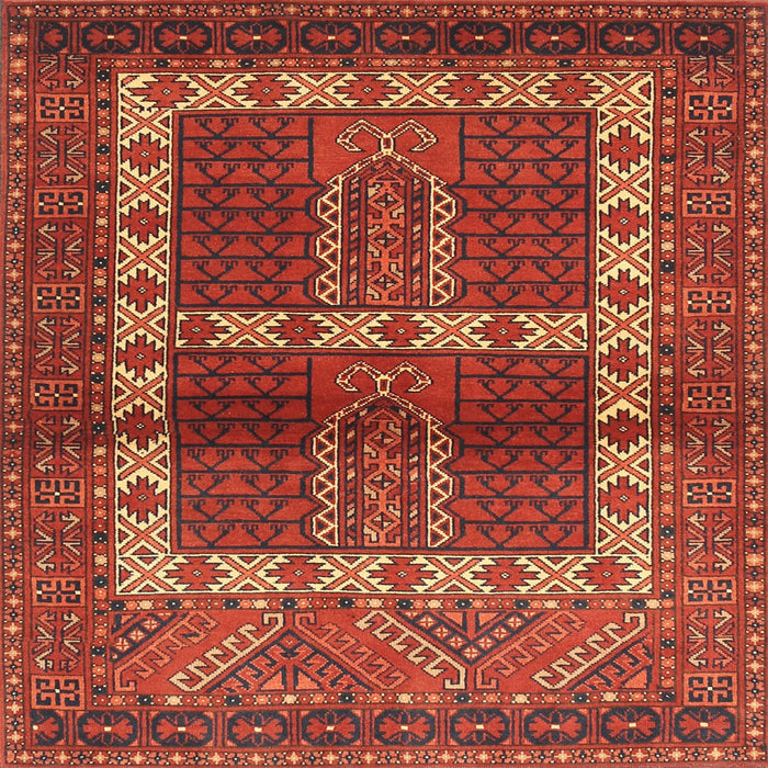 Round Machine Washable Traditional Red Rug, wshtr437