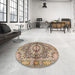 Round Traditional Sienna Brown Persian Rug in a Office, tr4386