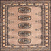 Square Traditional Chestnut Brown Southwestern Rug, tr438