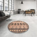 Round Machine Washable Traditional Chestnut Brown Rug in a Office, wshtr438