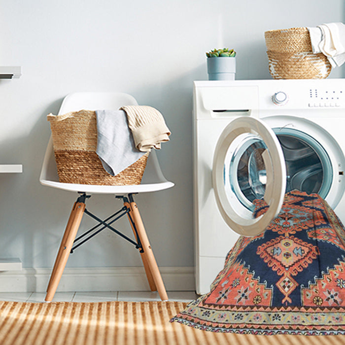 Machine Washable Traditional Sepia Brown Rug in a Washing Machine, wshtr4390