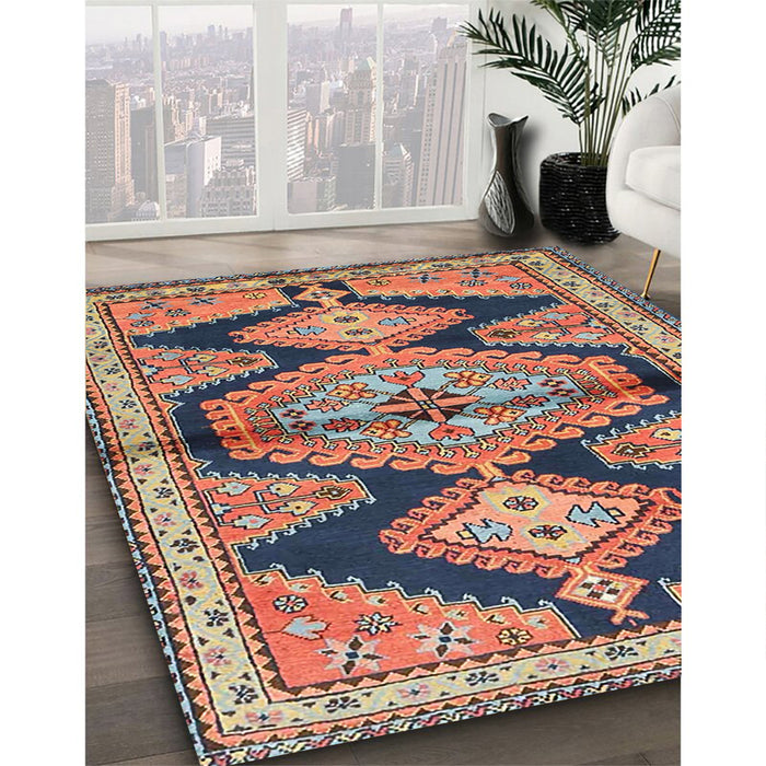 Traditional Reddish Brown Persian Rug in Family Room, tr4390