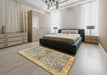 Machine Washable Traditional Dark Almond Brown Rug in a Bedroom, wshtr4391