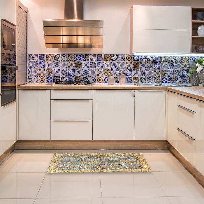 Traditional Dark Almond Brown Animal Rug in a Kitchen, tr4391