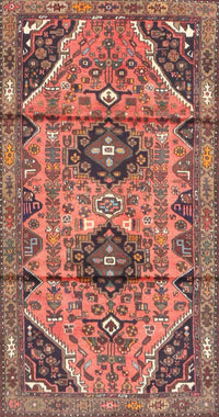 Machine Washable Traditional Brown Red Rug, wshtr4392