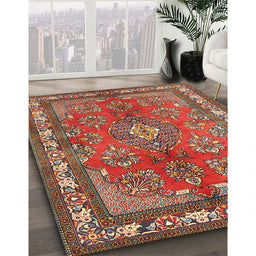 Machine Washable Traditional Orange Brown Rug in a Family Room, wshtr4393