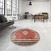 Round Machine Washable Traditional Fire Brick Red Rug in a Office, wshtr4395