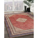 Traditional Fire Brick Red Medallion Rug in Family Room, tr4395