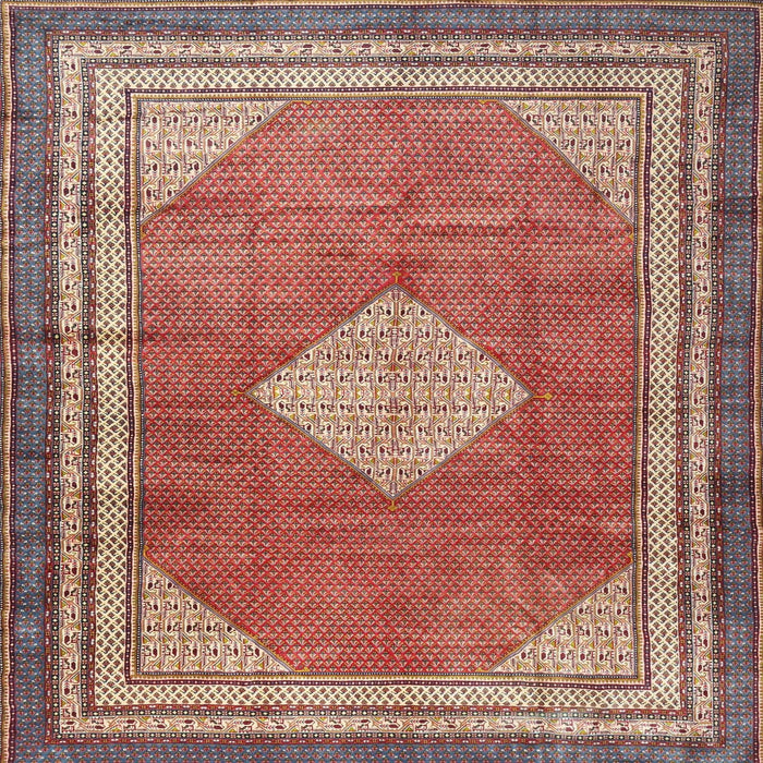 Round Machine Washable Traditional Fire Brick Red Rug, wshtr4395