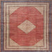 Square Traditional Fire Brick Red Medallion Rug, tr4395