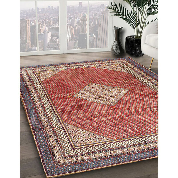 Machine Washable Traditional Fire Brick Red Rug in a Family Room, wshtr4395