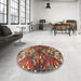 Round Machine Washable Traditional Saffron Red Rug in a Office, wshtr4397