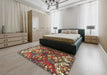 Traditional Saffron Red Persian Rug in a Bedroom, tr4397