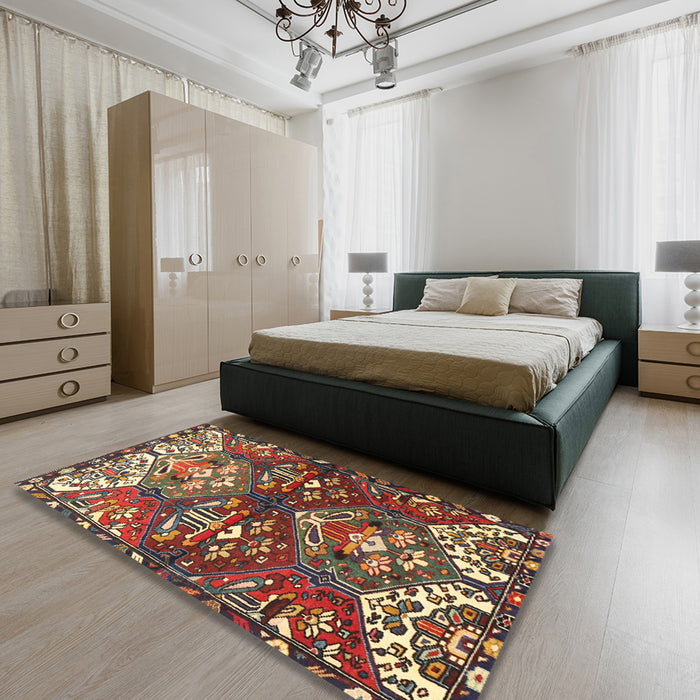 Traditional Saffron Red Persian Rug in a Bedroom, tr4397