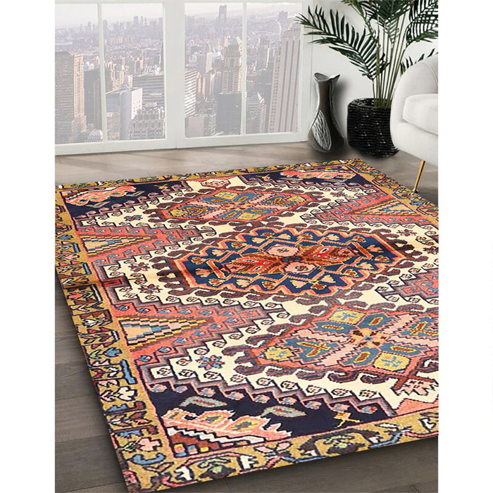 Machine Washable Traditional Chestnut Brown Rug in a Family Room, wshtr4398