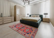 Traditional Fire Brick Red Persian Rug in a Bedroom, tr4399