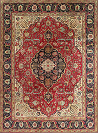 Machine Washable Traditional Saffron Red Rug, wshtr439