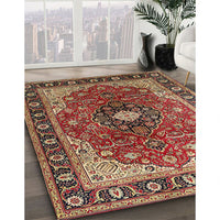 Traditional Saffron Red Medallion Rug, tr439