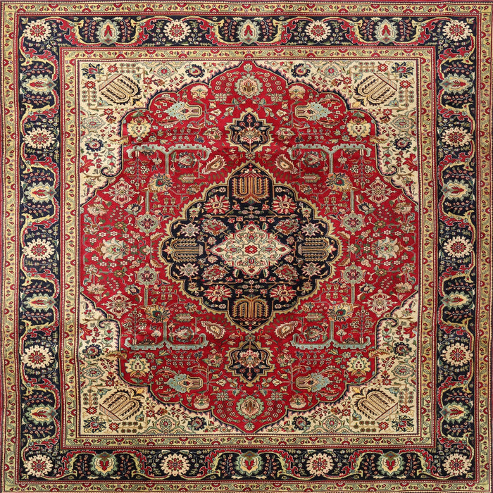 Square Traditional Saffron Red Medallion Rug, tr439
