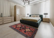 Traditional Brown Persian Rug in a Bedroom, tr43