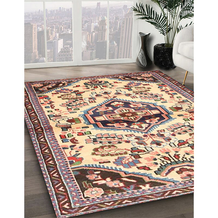 Traditional Chestnut Brown Persian Rug in Family Room, tr4400
