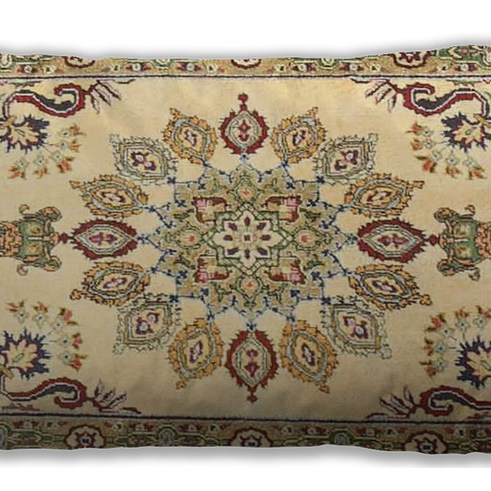 Traditional Classic Rectangular Brown Gold Lumbar Throw Pillow, 13 inch by 19 inch, lbtr4403