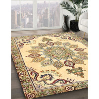 Traditional Brown Gold Medallion Rug, tr4403