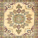 Square Traditional Brown Gold Medallion Rug, tr4403