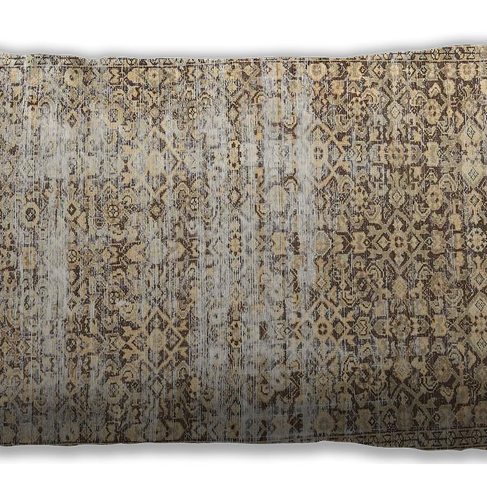 Traditional Classic Rectangular Dark Almond Brown Lumbar Throw Pillow, 13 inch by 19 inch, lbtr4404