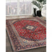 Traditional Saffron Red Medallion Rug in Family Room, tr4405