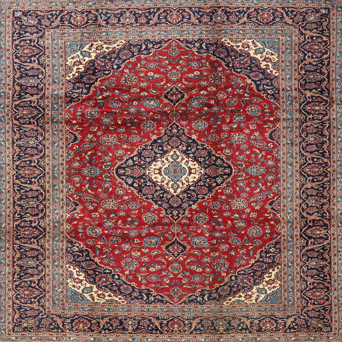 Round Machine Washable Traditional Saffron Red Rug, wshtr4405