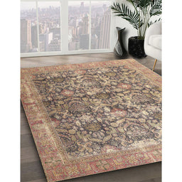 Traditional Dark Gold Brown Persian Rug in Family Room, tr4406