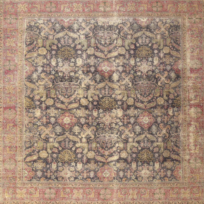 Square Traditional Dark Gold Brown Persian Rug, tr4406