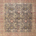 Square Traditional Dark Gold Brown Persian Rug, tr4406