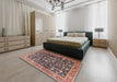 Machine Washable Traditional Vermilion Red Rug in a Bedroom, wshtr4407