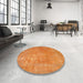 Round Traditional Dark Orange Persian Rug in a Office, tr4408