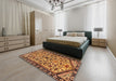 Machine Washable Traditional Saffron Red Rug in a Bedroom, wshtr4409