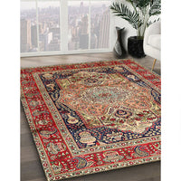 Traditional Saffron Red Medallion Rug, tr440