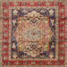 Square Traditional Saffron Red Medallion Rug, tr440