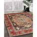 Traditional Saffron Red Medallion Rug in Family Room, tr440