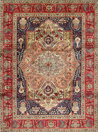 Machine Washable Traditional Saffron Red Rug, wshtr440