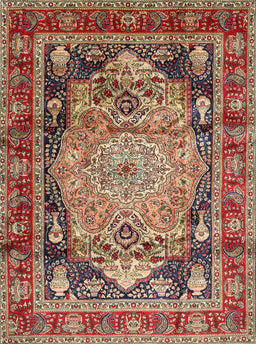Machine Washable Traditional Saffron Red Rug, wshtr440