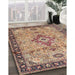 Traditional Dark Sienna Brown Medallion Rug in Family Room, tr4412