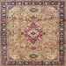 Square Traditional Dark Sienna Brown Medallion Rug, tr4412