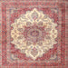 Round Machine Washable Traditional Cherry Red Rug, wshtr4413