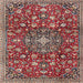 Round Machine Washable Traditional Tomato Red Rug, wshtr4414