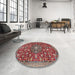 Round Machine Washable Traditional Tomato Red Rug in a Office, wshtr4414