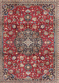 Machine Washable Traditional Tomato Red Rug, wshtr4414