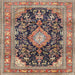 Round Machine Washable Traditional Red Brown Rug, wshtr4416